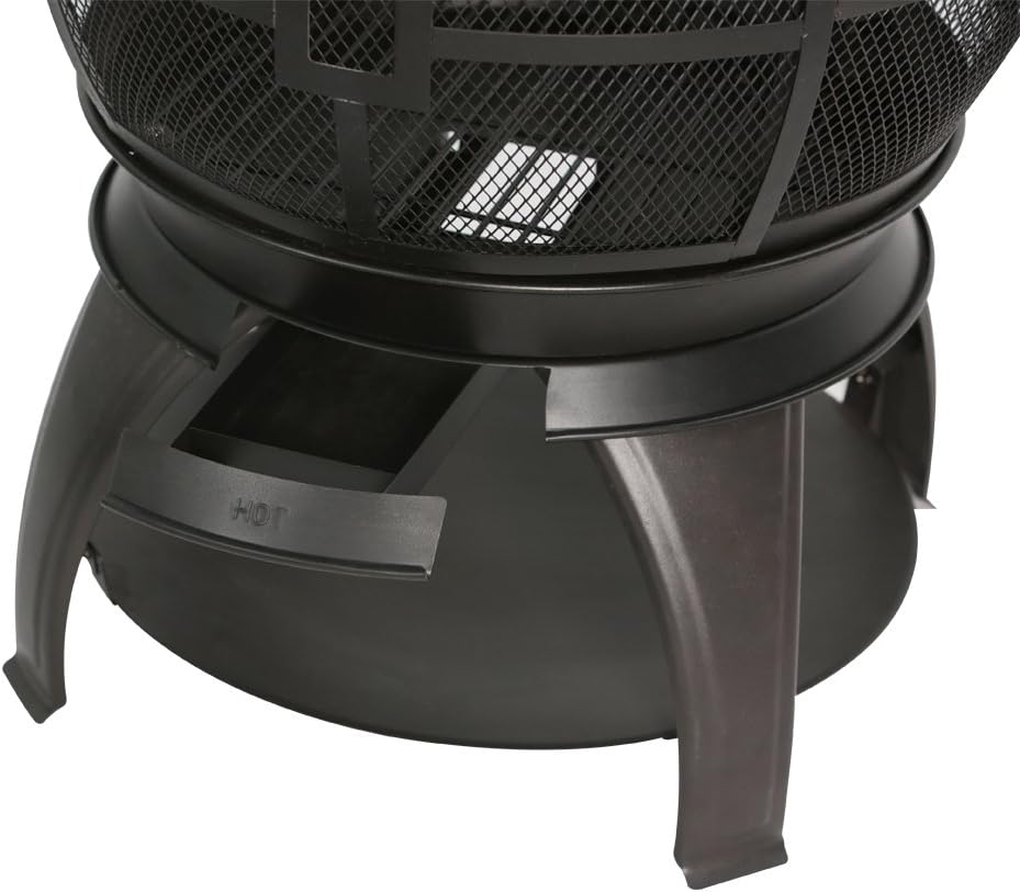 BALI OUTDOORS Wood Burning Fire Pits Chimenea Outdoor Fireplace Wooden Firepit, Brown-Black