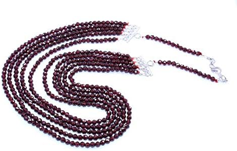 natural faceted red garnet 4 mm round beads 24'' neck