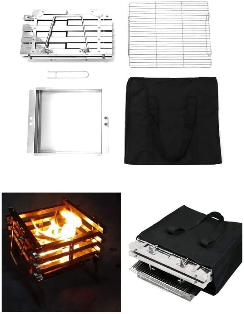 Portable Fire Pit Outdoor Foldable Bonfire Stove 16'' Steel BBQ Grill for Camping Picnic Bonfire Patio d Garden,Outdoor Fire Pits