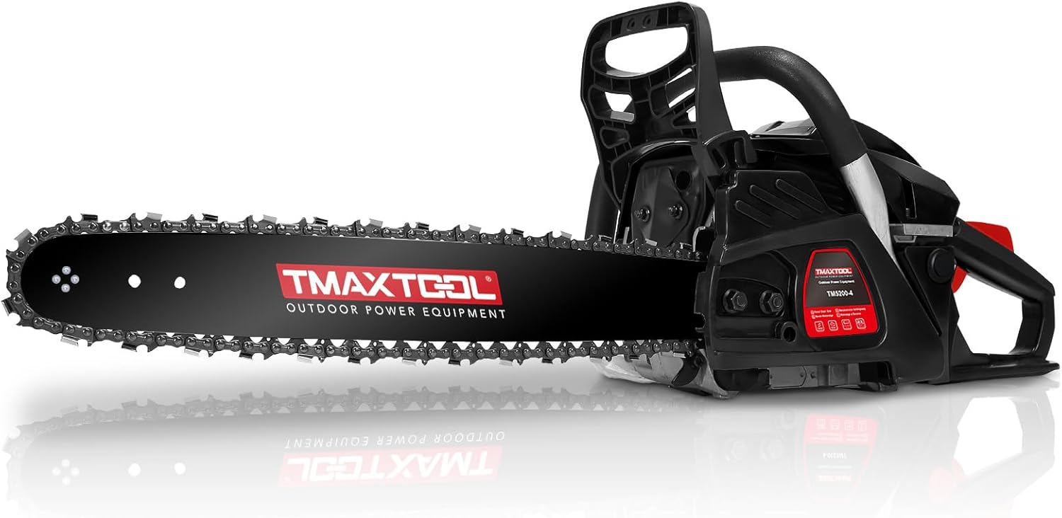 Gas Chainsaw, 62cc 2-Cycle Gas Powered Chainsaw, 3.5-HP, 20 Inch Chain Saw with Automatic Oiler, Professional Powered Chain Saw for Wood Cutting and Tree Trimming, Black