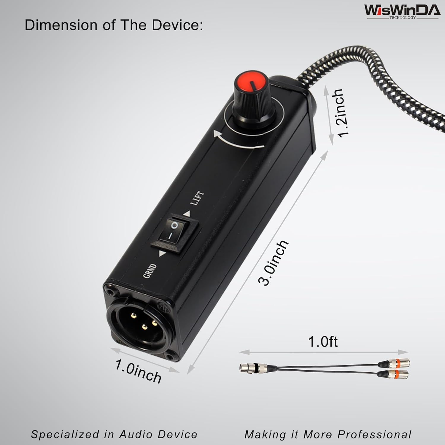 Upgrade Pro101A HiFi Stereo AUX to XLR Isolation Box with Volume Controller Ground Lift Switch Build-in 3.5mm Aux Cord 3.3ft Gold Coating Plug with Extra XLR Y Cord