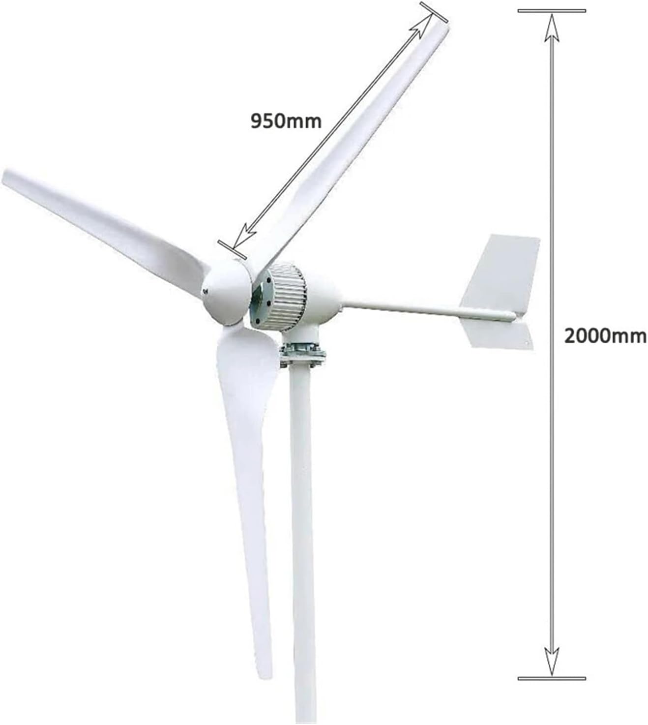 Wind Turbine Generator Kit, 20KW Horizontal Axis Wind Energy Turbine Generator for Home Farm Electric Alternator 20000W 24V 48V Windmill Three Phase AC for Hybrid Solar Wind System(24V_20KW)