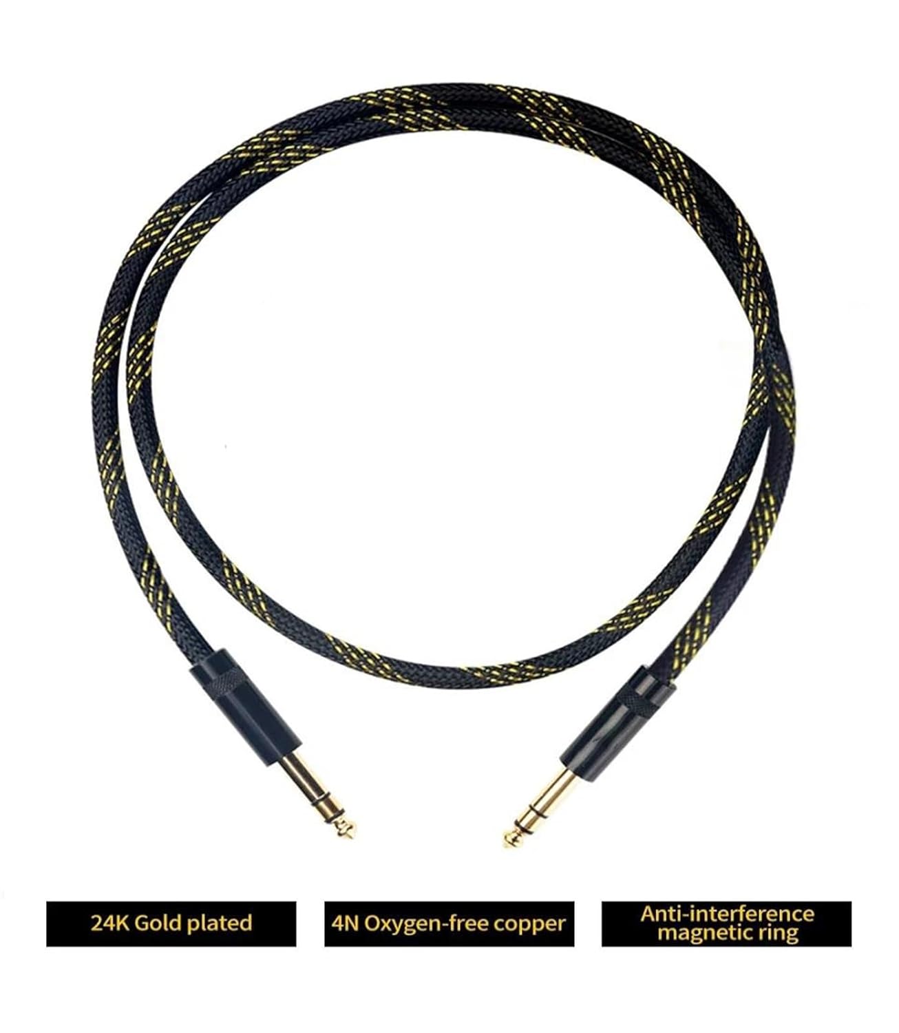 TSTS Guitar Audio Cable Cable 6.5mm 4N OFC for Microphone Guitar Amplifier CD Player Speaker(2m)