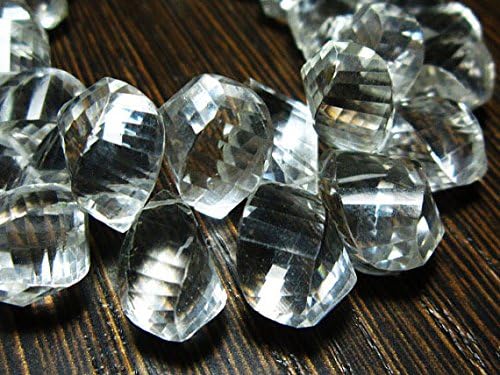 13 inch natural beads strand of 10x7-16x8mm faceted drop rock crystal gemstone beads for DIY jewelry - necklace, bracelet, earring, ring.