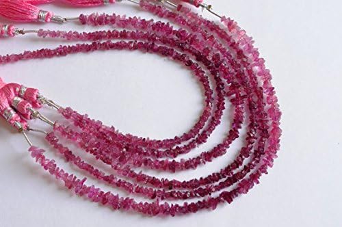5 strands 8 inch 4-5mm lustrous natural rubellite tourmaline rough crystal beads strand