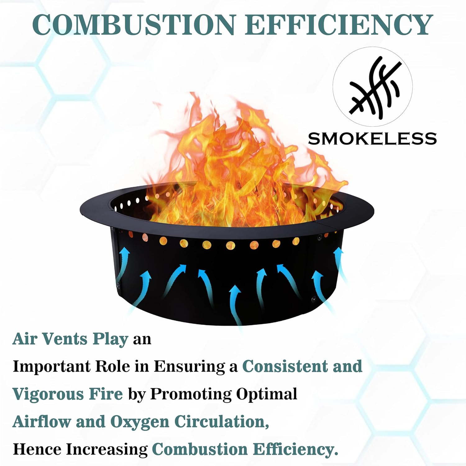 FEBTECH Smokeless Fire Pit Insert - Steel 36