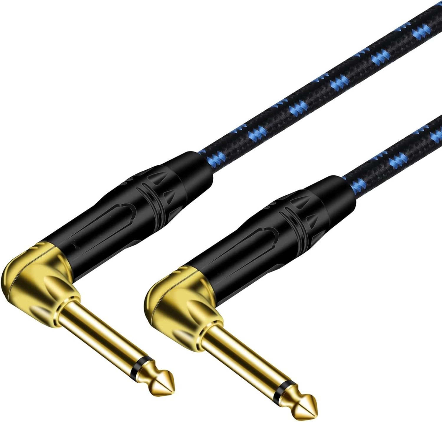 1/4 Inch to 1/4 Inch Right Angle Low Noise Bass and Guitar Cables for Amplifier, Electric Guitar Guitar Interface Audio Cable (Color : Blue, Size : 7.5 m)