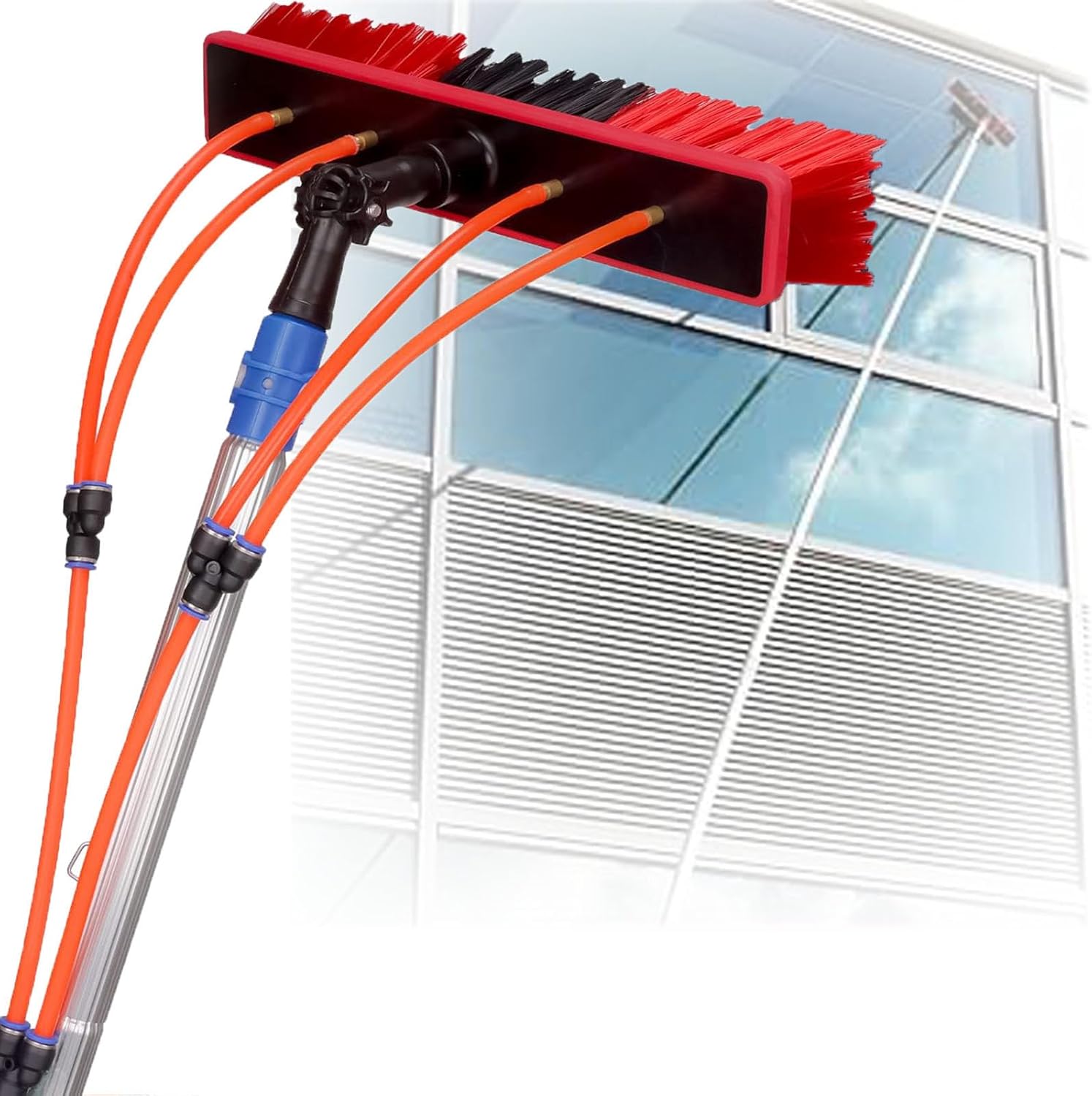 39 ft Water Fed Pole Cleaning Brush Tool, Solar Panel Cleaning Pole,180° Rotatable Brush Head Telescopic Cleaning Brush for Solar Panel, House Siding, Pool