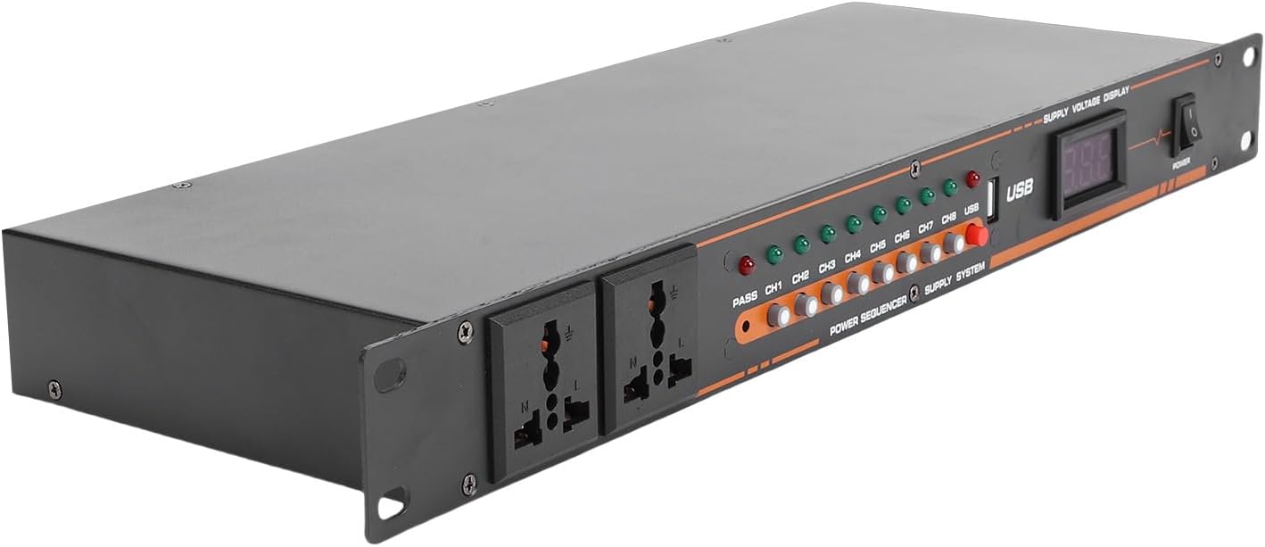 Gugxiom 10 Outlet Power Sequencer Conditioner, with USB Port, Independent Power Switch, for Home Audio Studio Theater System (US Plug)