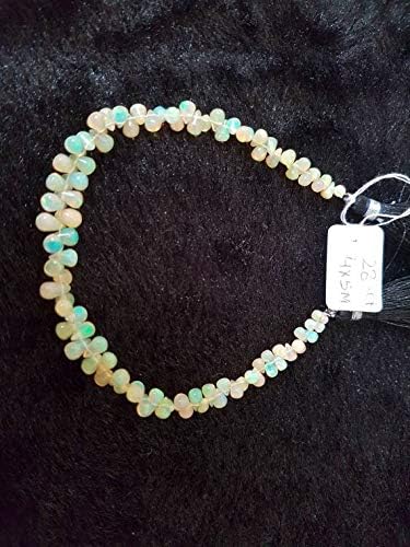 13 inch natural beads strand of 4x5mm smooth drop ethiopian welo opal gemstone briolletes beads for DIY jewelry - necklace, bracelet, earring, ring.