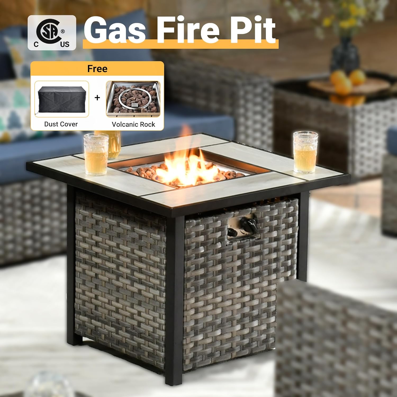 7 Pieces Patio Furniture Conversation Set with 30