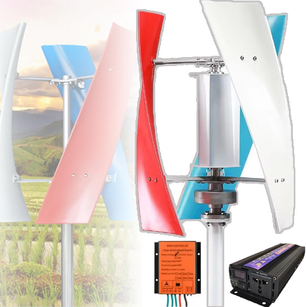 12V/24V/48V Magnetic Levitation Wind Turbine Generator - 3-Color Vertical Axis, MPPT Controller, 3KW Inverter for Home & Street Power Solutions
