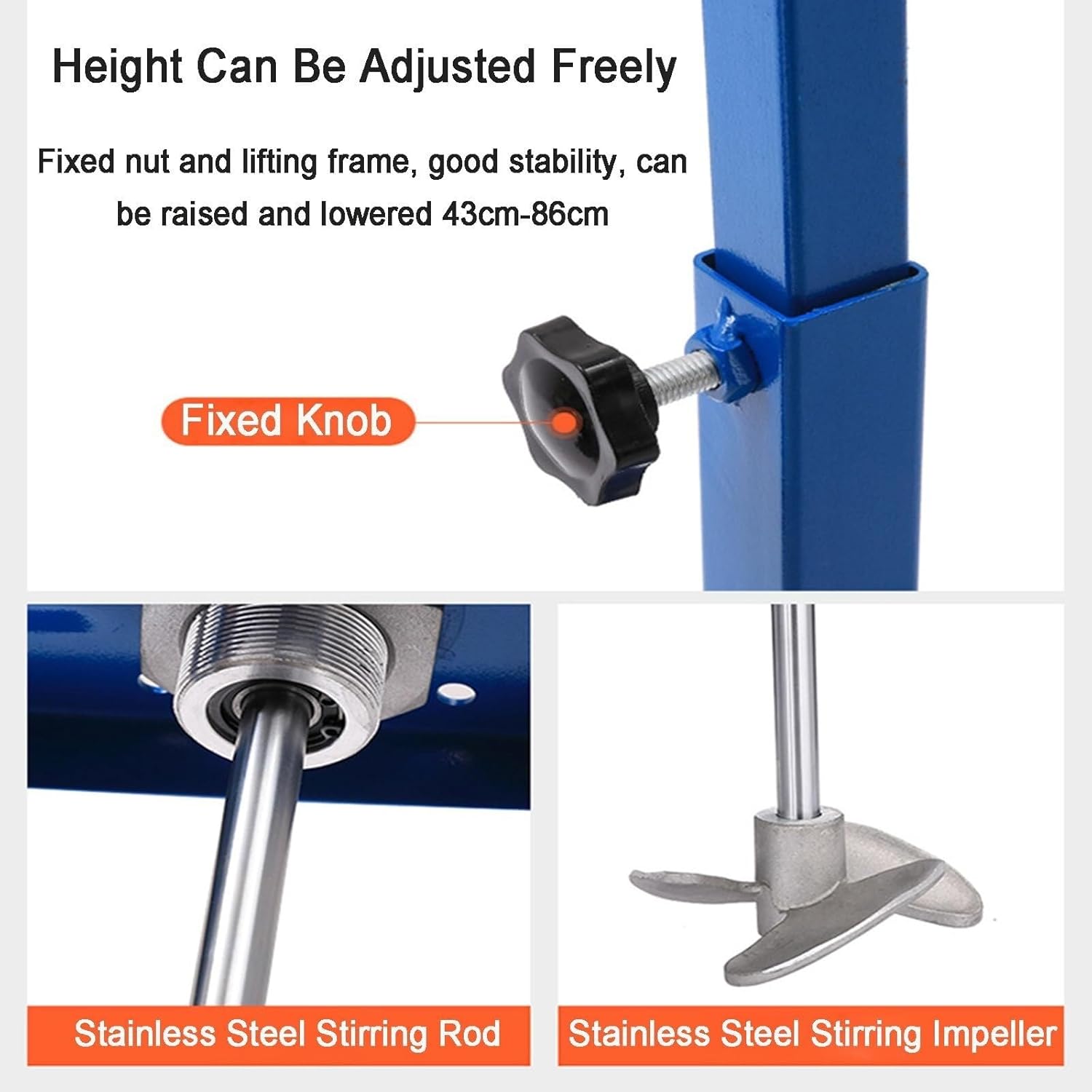 25 Gallon Pneumatic Agitator, 1/4HP Paint Mixer with Stand, 2600r/min Paint Stirring Machine for Mixing Plaster Paint Mortar Glue