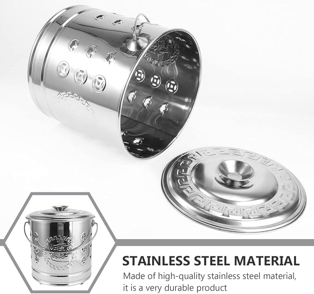 Metal Burn Barrels for Outside, Yard Waste Incinerator + Lid and Handle, Portable Backyard Outdoor Bonfire Fire Pit for Paper Leaf Trash Wood