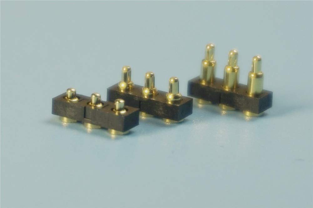 Gimax 100pcs Spring Loaded Pogo Pin Connector 3 Pin 2.54 mm Grid Height 2.0 2.5 3 3.5 4 4.5 5 5.5 6 6.5 7 7.5 8 8.5 9 9.5 10 mm SMD - (Color: Height 6.0)