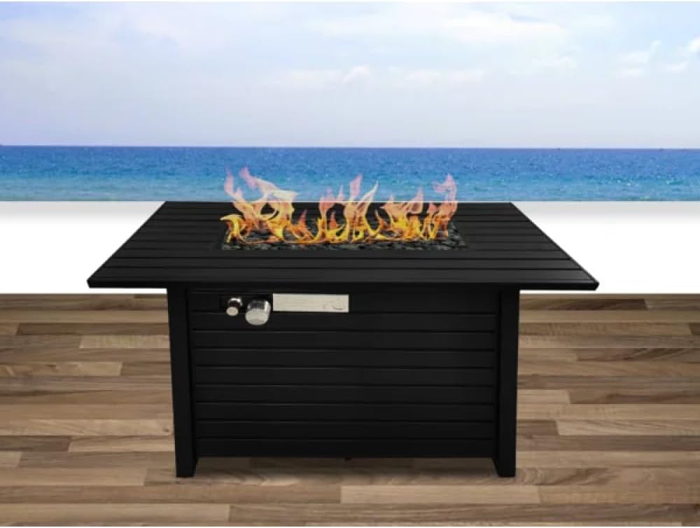 Steel Outdoor Fire Pit Table with Lid - Modern Garden & Patio Heating Solution for Cozy Evenings and Entertainment