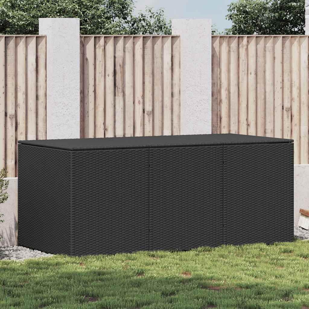 Large Black Polyethylene Rattan Garden Storage Box, Weather-Resistant Outdoor Deck Container Chest with Gas Lift, 70.9 x 35.4 x 27.6 Inches for Patio Cushions & Pool Supplies