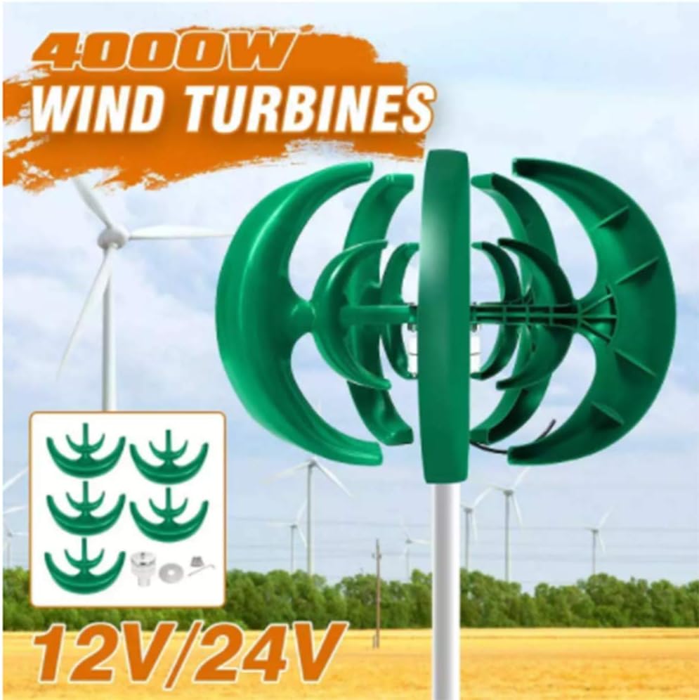 4000W 12V 24V Vertical Axis Wind Turbines Generator Lantern 5 Blades Motor Kit Windmill Energy Charge Turbines for Home Camping