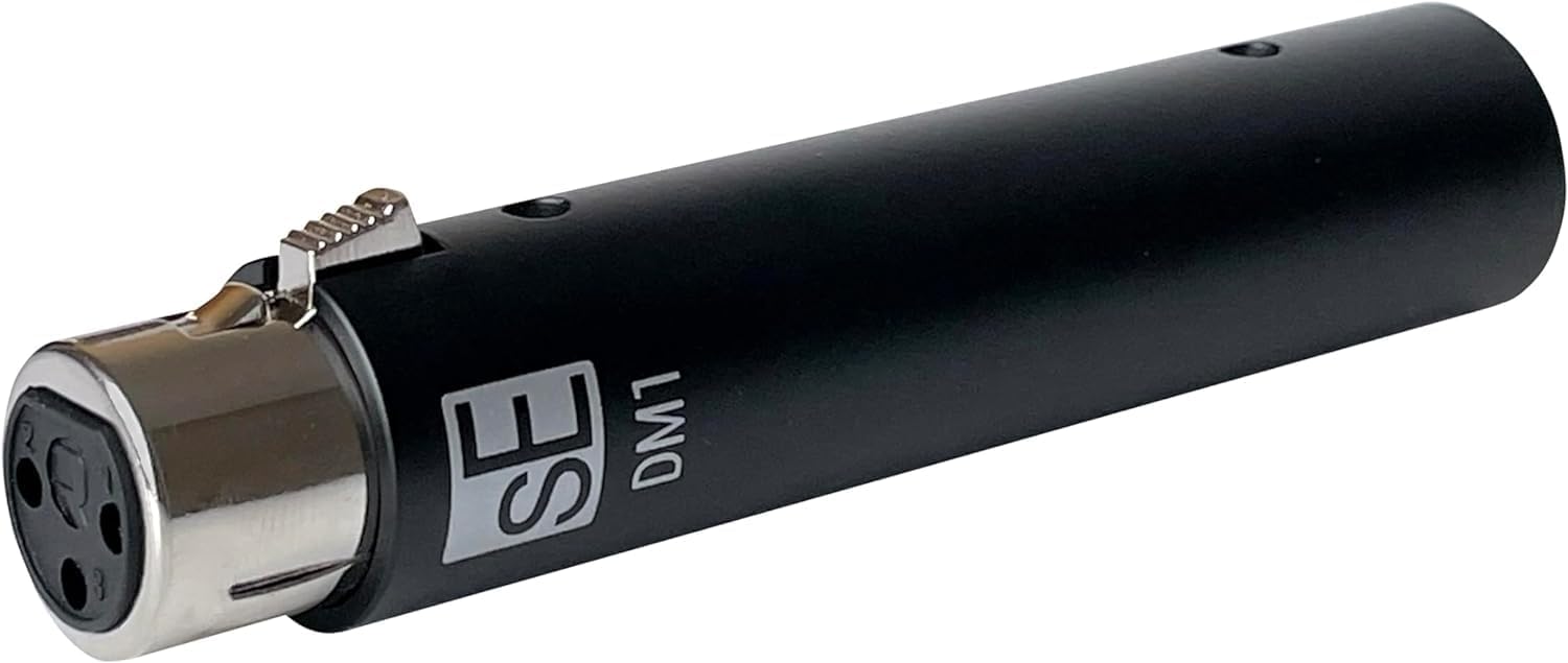 Briskdrop sE Electronics DM1 Dynamite Active In-line Microphone Preamp, Black - Bundle with 2 XLR Cables and 10 Cable Ties, DM1-BLK