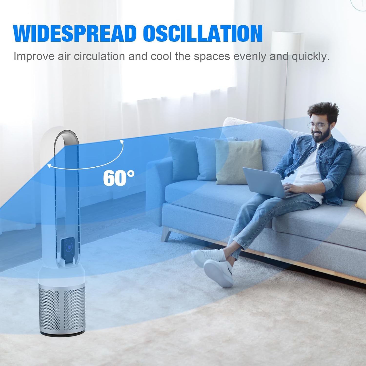 ADVWIN Bladeless Fan for Bedroom, 38