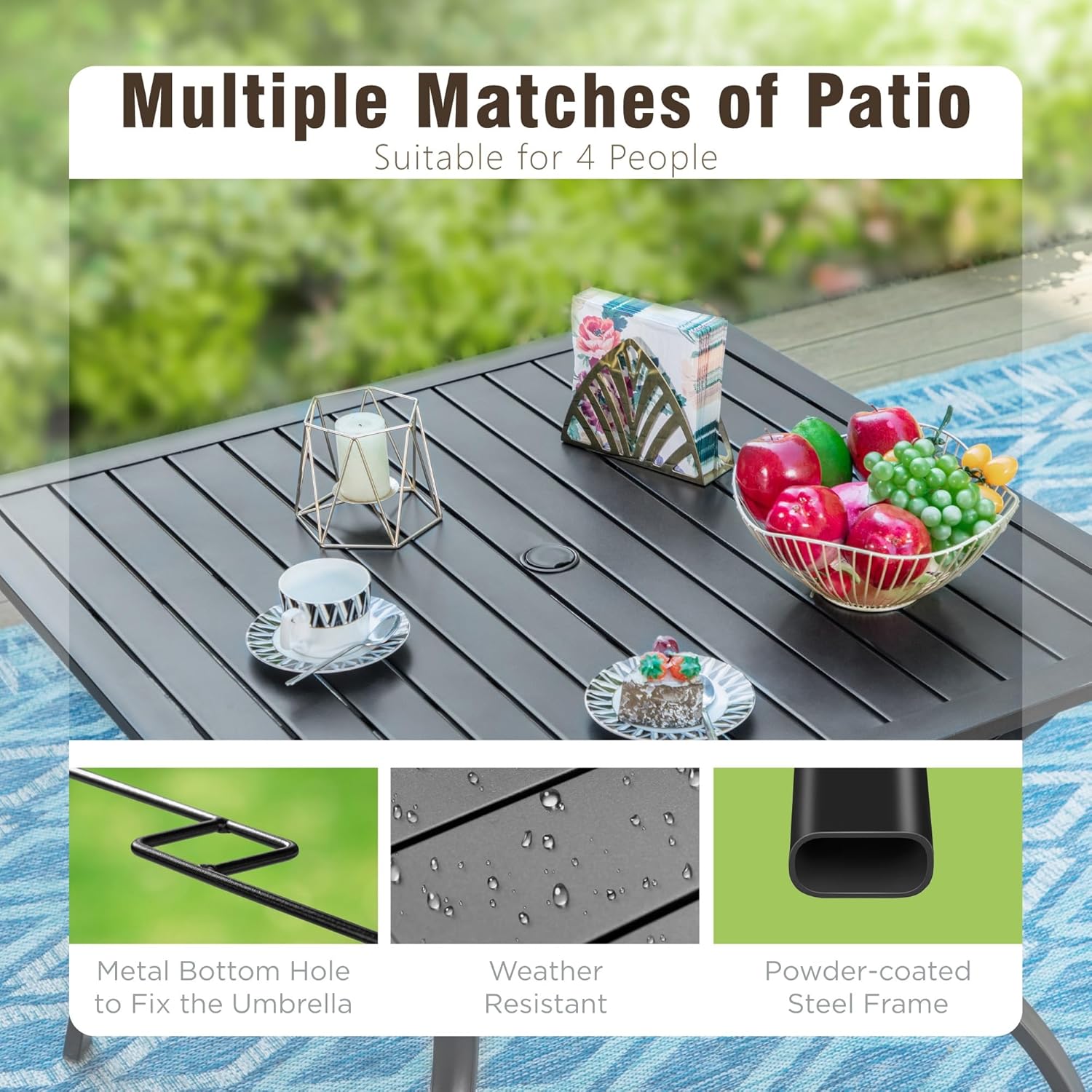 Outdoor Patio Square Dining Table, 37