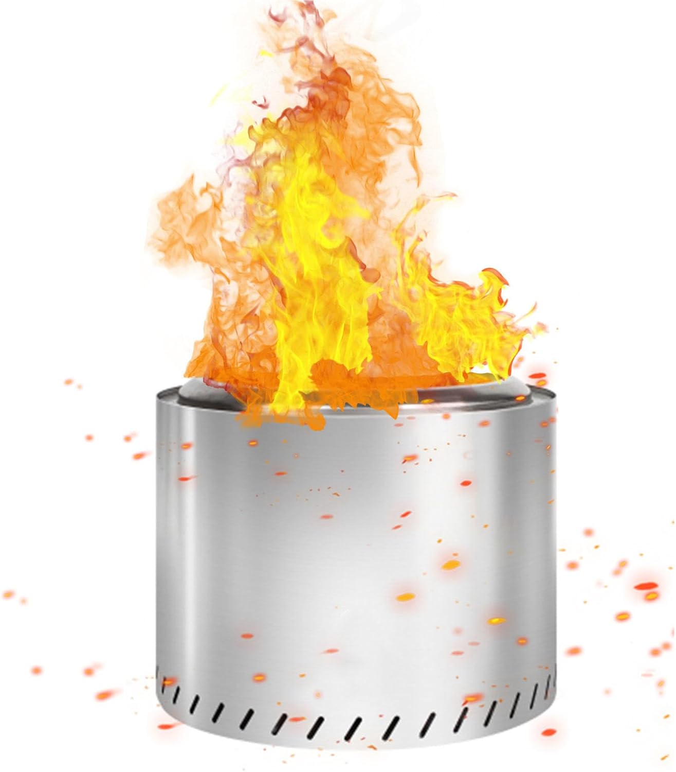 Stainless Smokeless Fire Pit 19.4 Inches Outside, Large Smokeless Fire Pits Durable Stainless Steel for Wood Burning, Fire Pit Smokeless for Patio Garden,Camping,Backyard