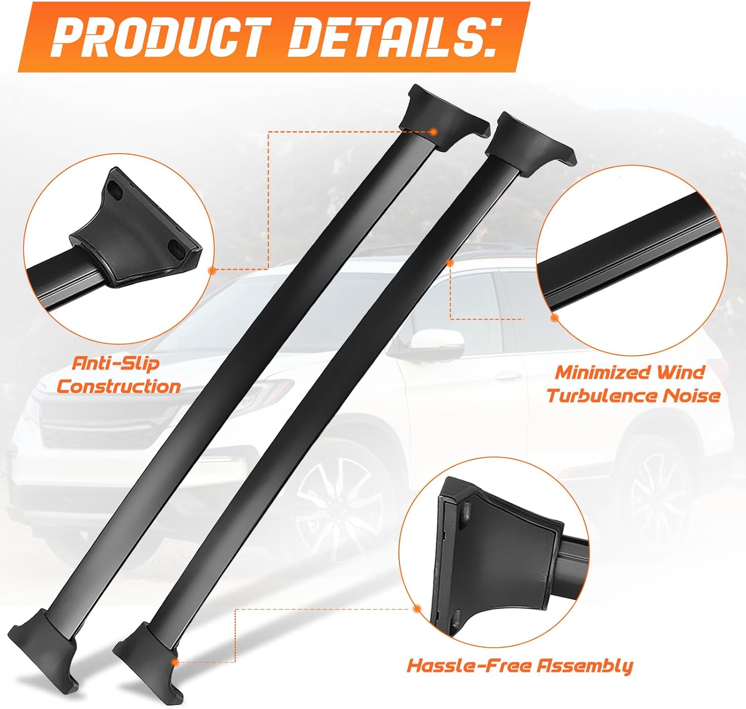 Roof Rack Cross Bars Luggage Carrier Fit for Honda Pilot 2016-2022, Capable of Supporting Up to 200 lbs/90 kg, Ideal for Roof Bags, Roof Boxes, Bike Racks, and Various Other Accessories.