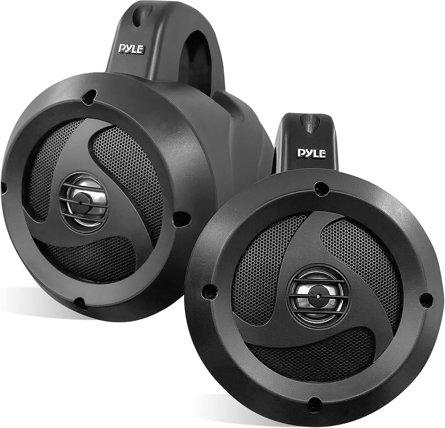 Pyle 2-Way Passive Waterproof Off-Road Speaker System - 4 Inch 900w Peak, Marine Grade Wakeboard Tower Speakers, Full-Range Outdoor Audio Speaker for ATV, UTV, Quad, Jeep, Boat - 1 pair - Black