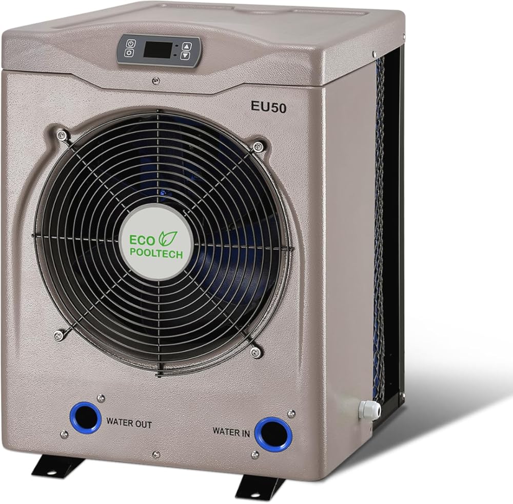 Swimming Pool Heater EU50, Max 16184btu Electric Pool Heat Pumps for Above Ground Pools up to 5000Gallons, Titanium Heat Exchanger, 5.62 COP, High Efficient, 110V-120V