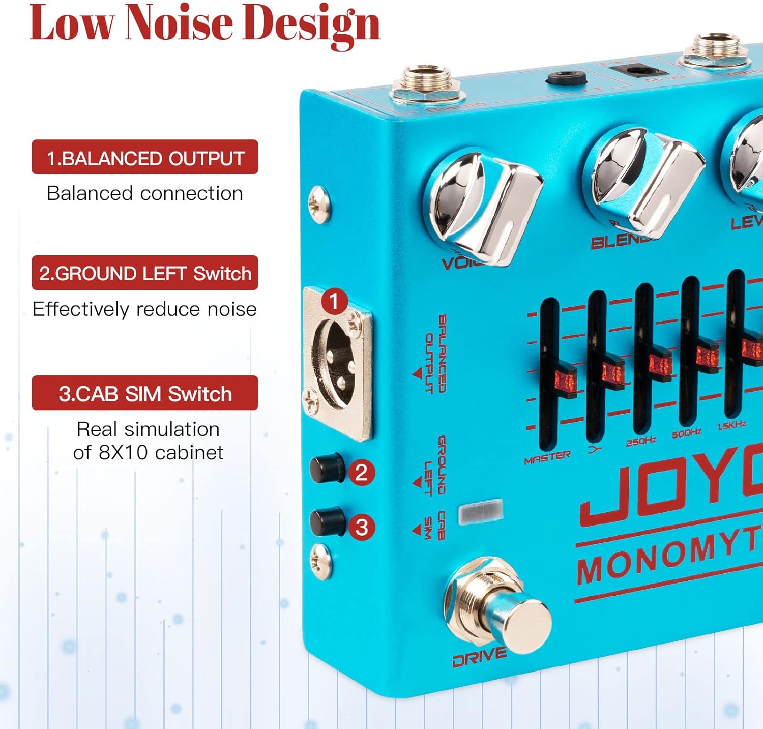 JOYO Bass Guitar Pedals Overdrive Amp Simulator Effect Pedal (MONOMYTH R-26) Bundle with JOYO DC 9V 500mA Guitar Pedal Power Supply Adapter