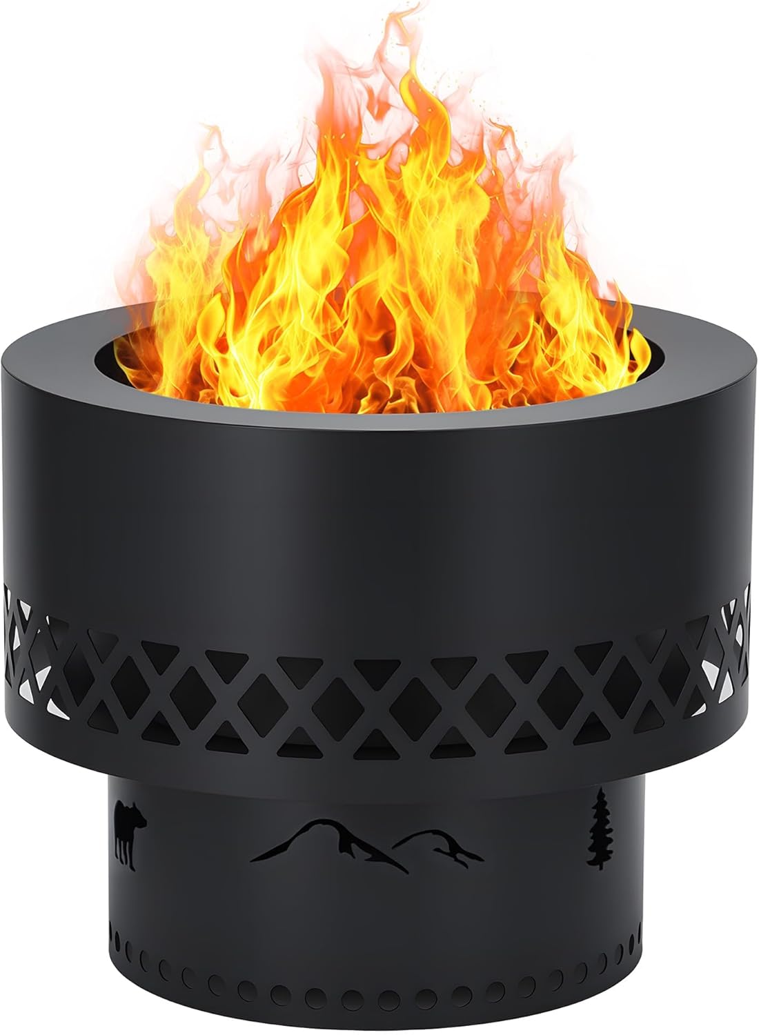 Smokeless Fire Pits for Outside, Wood Burning Outdoor Fire Pit with Removable Ash Pan & Dust Bag, Smokeless Fitpit for Camping, Backyard, Patio, Bonfire & Garden Gatherings