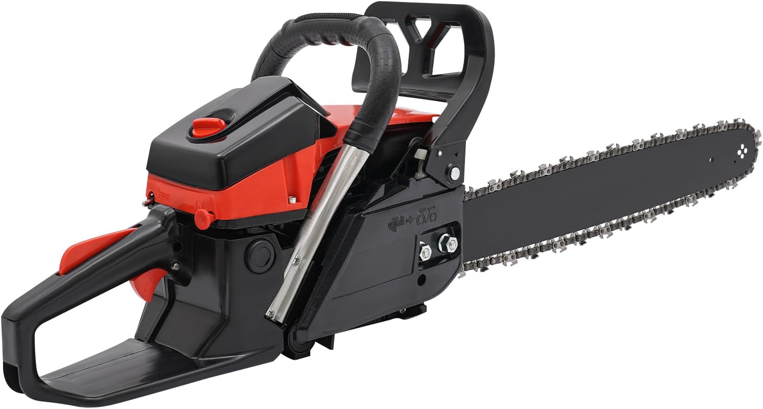 18 Inch Gas Powered Chainsaws 58CC Single Cylinder Air-cooled Gasoline Chainsaws, 2.95HP 2 Stroke Engine Gas Power Chain Saw for Cutting Wood Outdoor Garden Farm Home