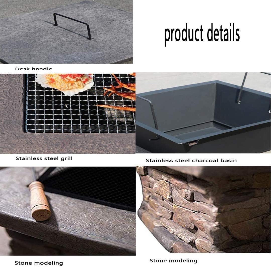 Outdoor Fire Pit Fire Pit Tables for Outside Patio, Wood Burning Fire Pit, with BBQ Grill Shelf, Steel Frame, for Outdoor Camping