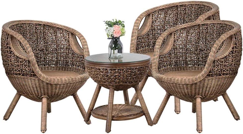 Balcony Table Chair Set Garden Furniture Rattan Chair Three-Piece Set Leisure Simple Retro Chair Coffee Table