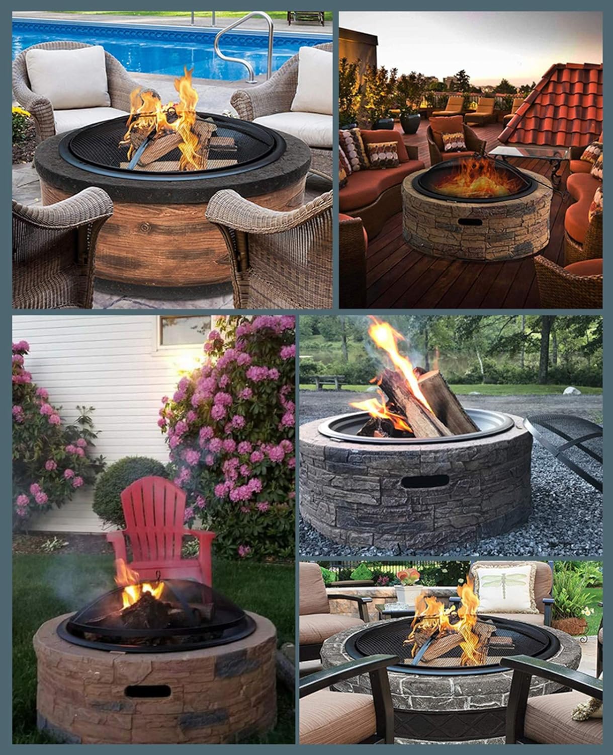 Outdoor Fire Pit Garden Wood-Burning Fire Pit Barbecue Grill, Backyard Patio Outdoor Imitation Stone Fireplace