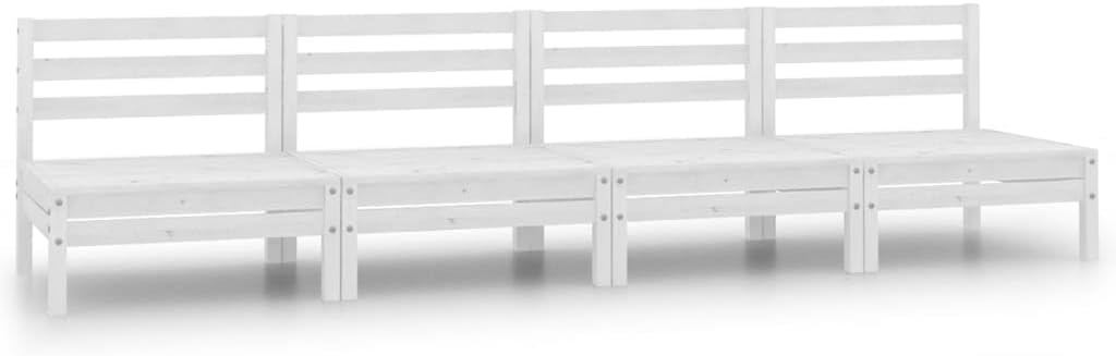 Patio Middle Sofas 4 pcs White Solid Pinewood,Outdoor Wooden Middle Sofa: Relax and Enjoy in Your Garden or Patio Furniture Sets for Patio, Lawn & Garden