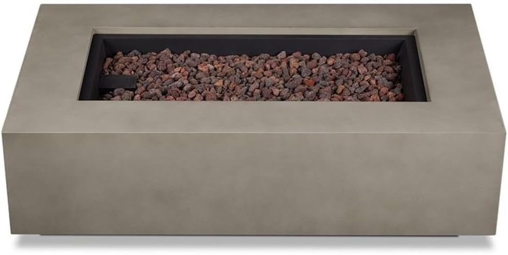 Home Square 2-Piece Set with Fire Table with Conversion Kit and Fire Glass