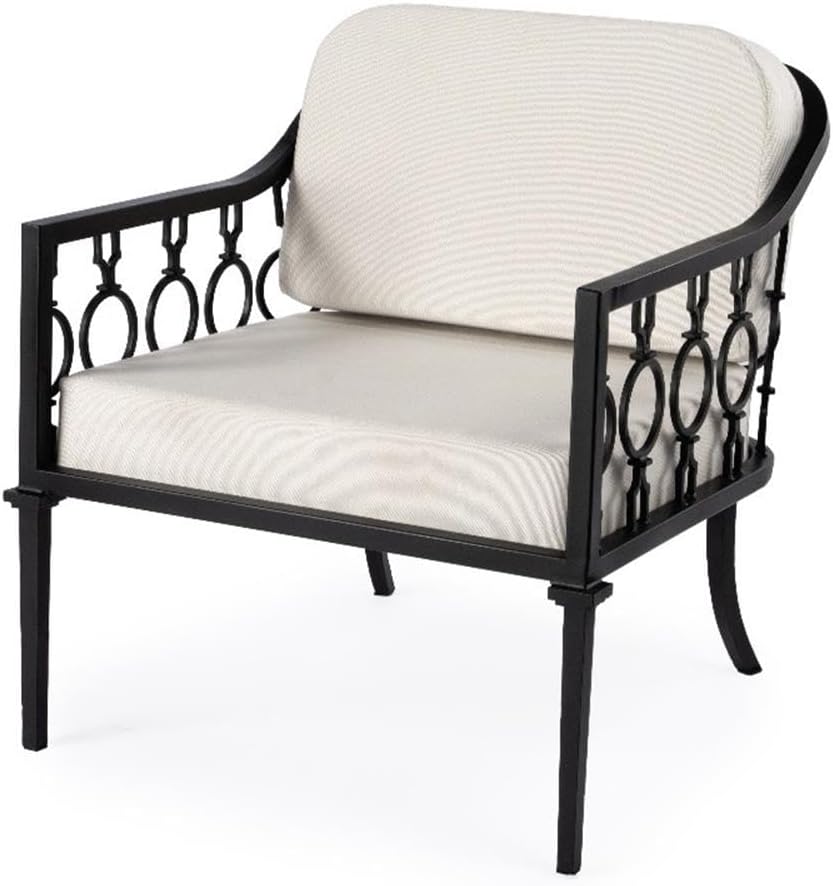 Beaumont Lane Transitional Iron Upholstered Outdoor Lounge Chair