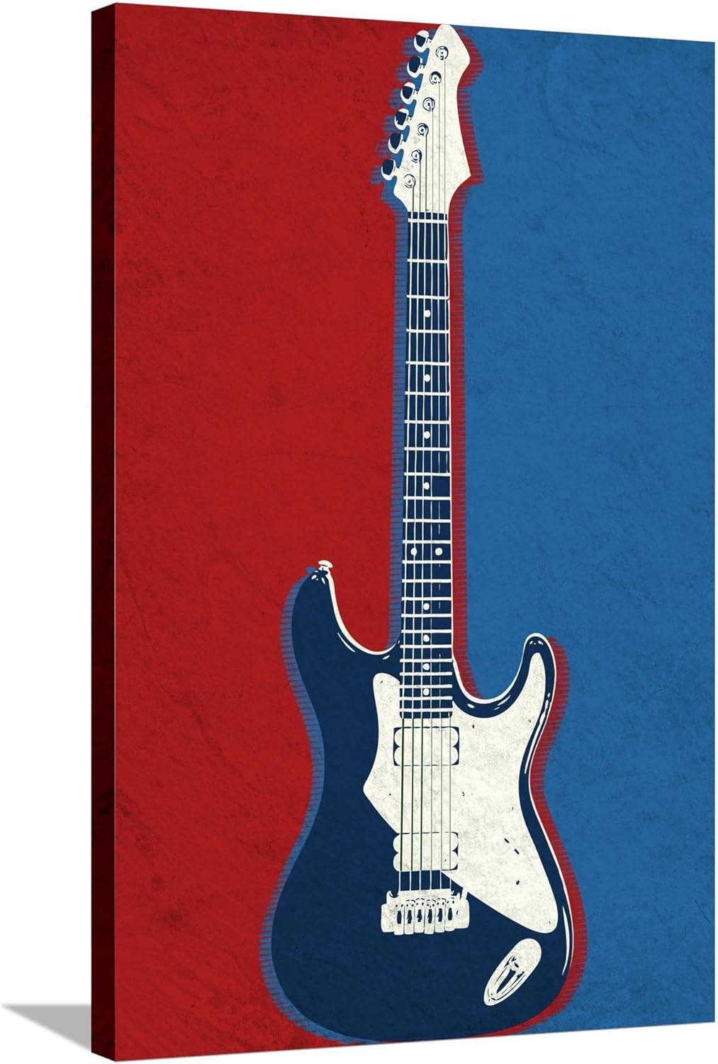 AllPosters Stretched Canvas Print Electric Guitar Red White and Blue Music, 24x36