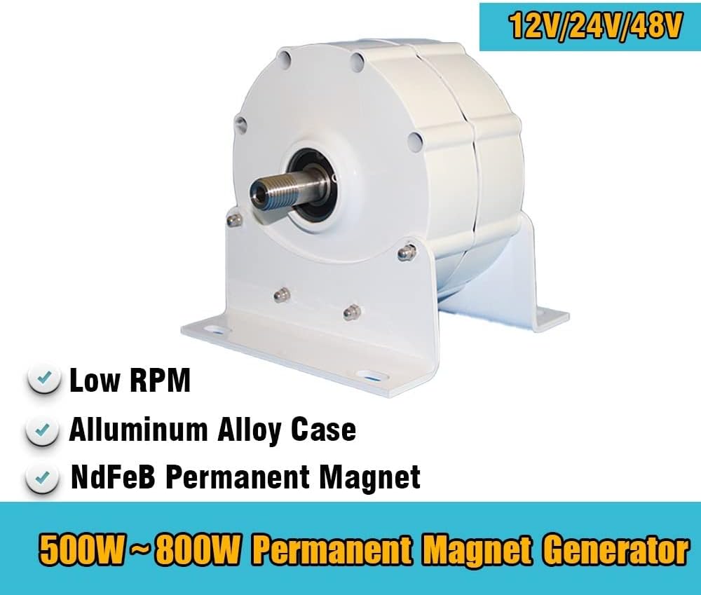 Wind Turbine, Low Speed ​​500W 600W 800W 12V 24V 48V Gearless Permanent Magnet Generator Alternator for Wind Turbine Water Turbine(Without Base,48V_600W)