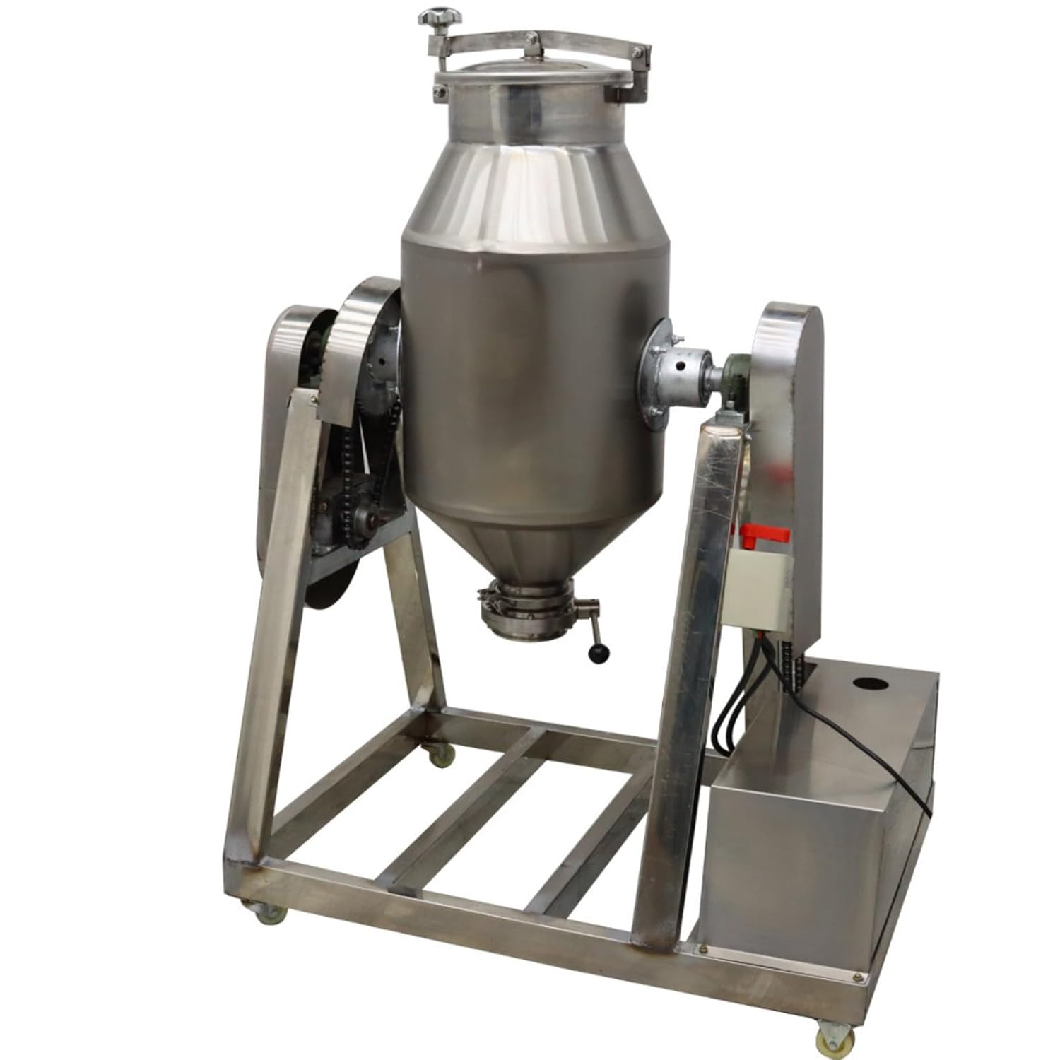 15 Gallon Dry Powder Mixer 360°Rotation 304 Stainless Steel Drum Blender Mixing Machine for Powdery Granular Materials 110 3KW