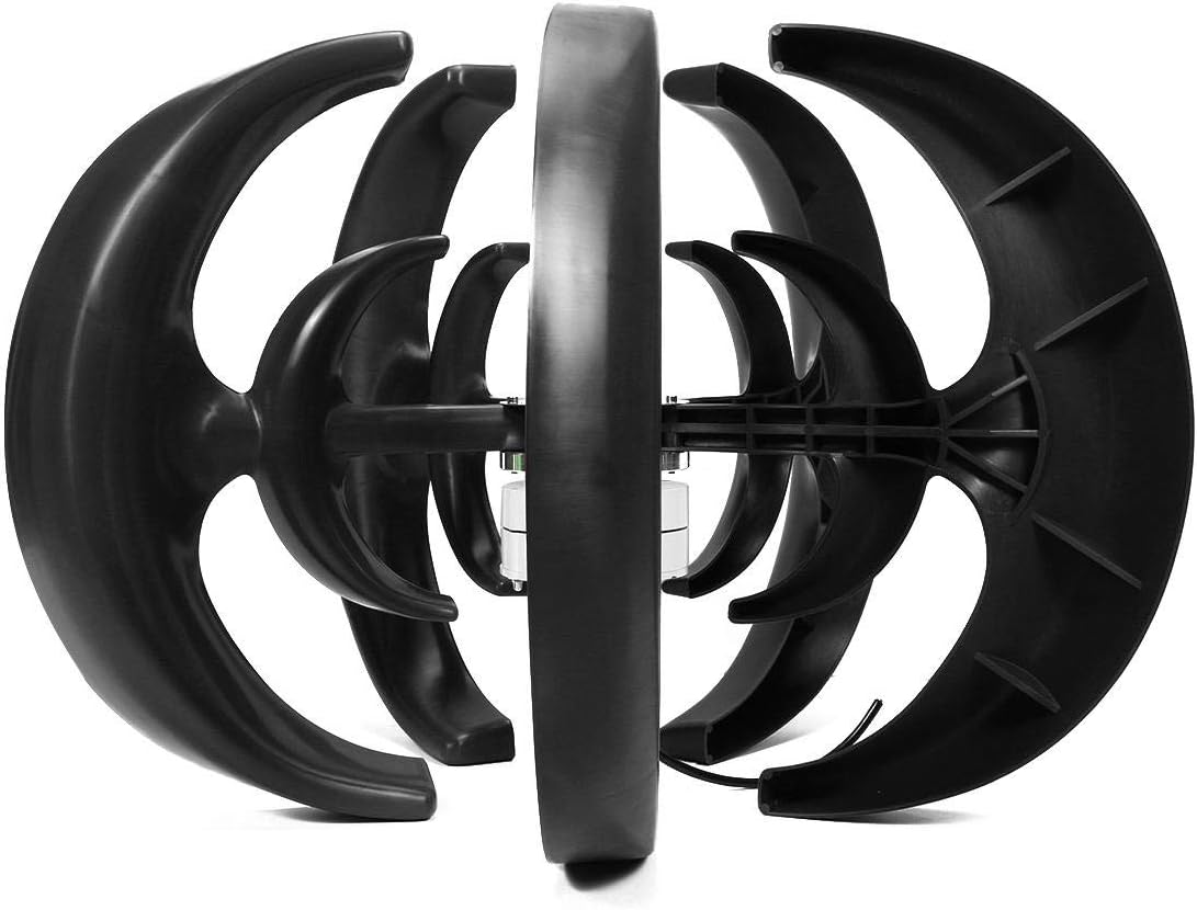 2000W 24V 48V Vertical Wind Turbine Generator Small Wind Turbine Homeuse Low Noise High Efficiency with Controller for Wind Power and Solar Systems (Black)