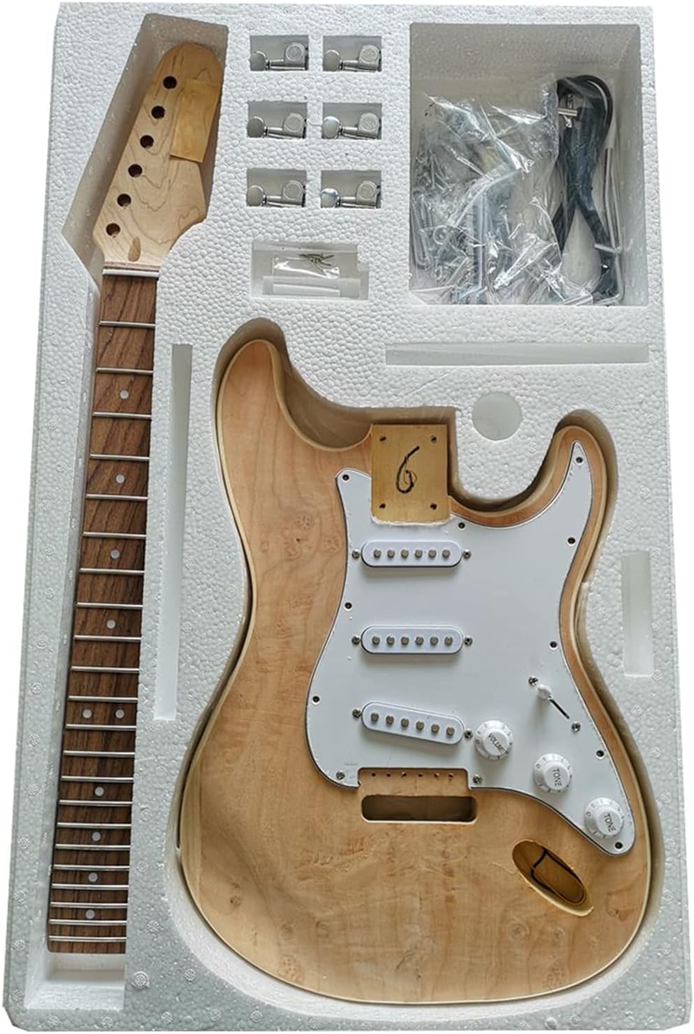 DIY Electric Guitar Kit Unfinished Electric Guitar Making Accessorie Set Maple Body Hard Maple Neck Rosewood Fingerboard (Color : 02)