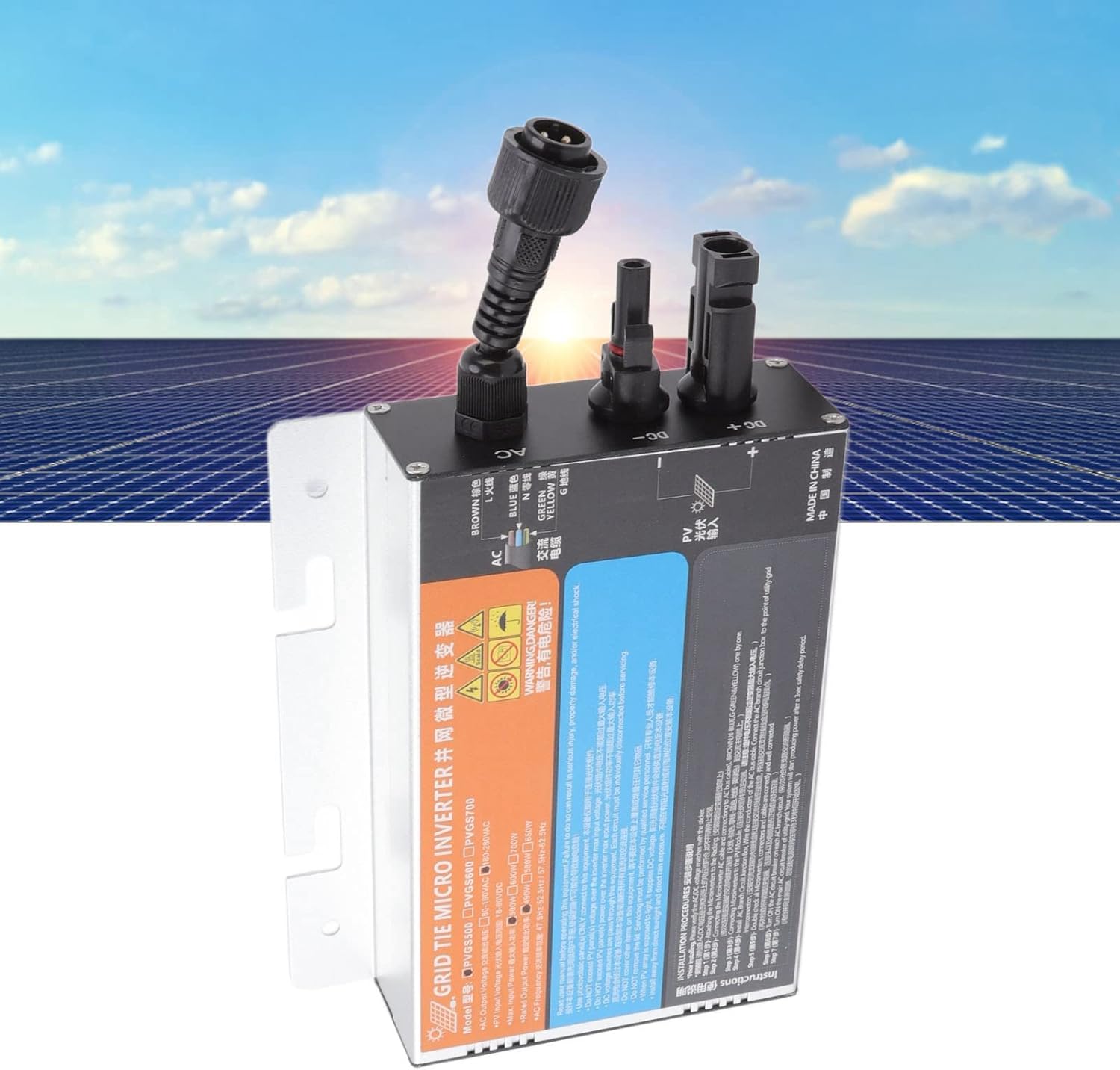 Haofy Solar Micro Inverter Grid Tie, 10A Solar Grid Tie Micro Inverter, Sine Waving Inverter with High Conversion Rate for Generation System(500W)