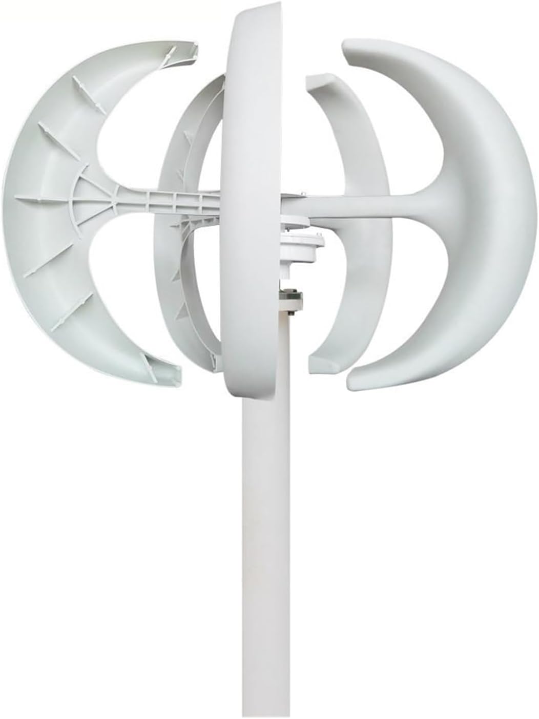 Wind Turbine Generator Kit, 200W Vertical Axis Wind Generator 12V 24V Red and White Ball Type Wind Turbine for Land Marine Use for Hybrid Solar Wind System(White,5 Blades_12V)