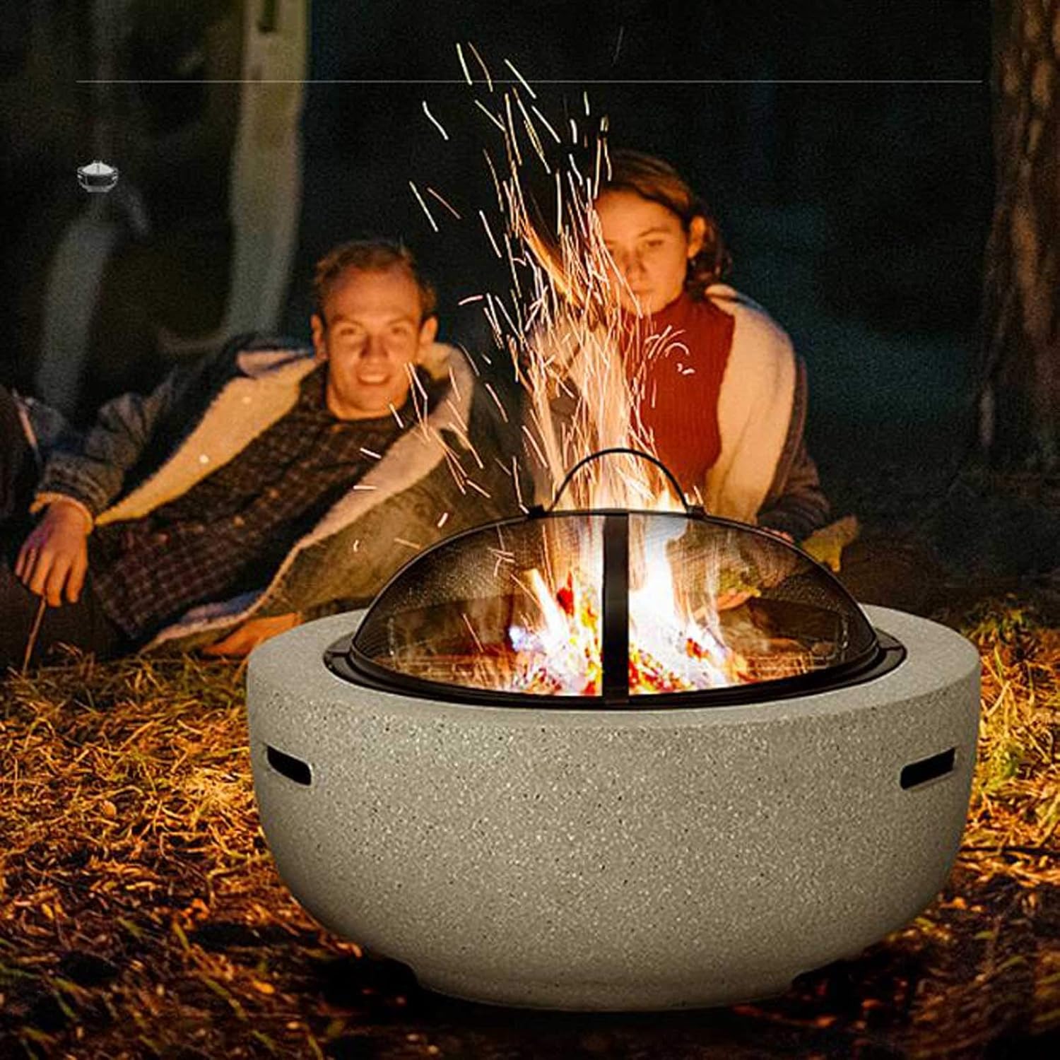 Outdoor Fire Pit Fire Pit - Large Bonfire Wood Burning Firepit Bowl - BBQ Grill Metal Grate - for Outdoor Backyard Terrace Patio