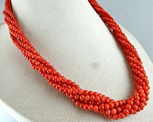 ITALIAN CORAL Round Beads NECKLACE 21 INCHES 4.5MM TO 4MM