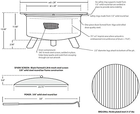 Patina Products F238 Southern Mississippi Steel Outdoor Fire Pit - 24 x 24 x 11 inch - Natural Rust Patina Finish