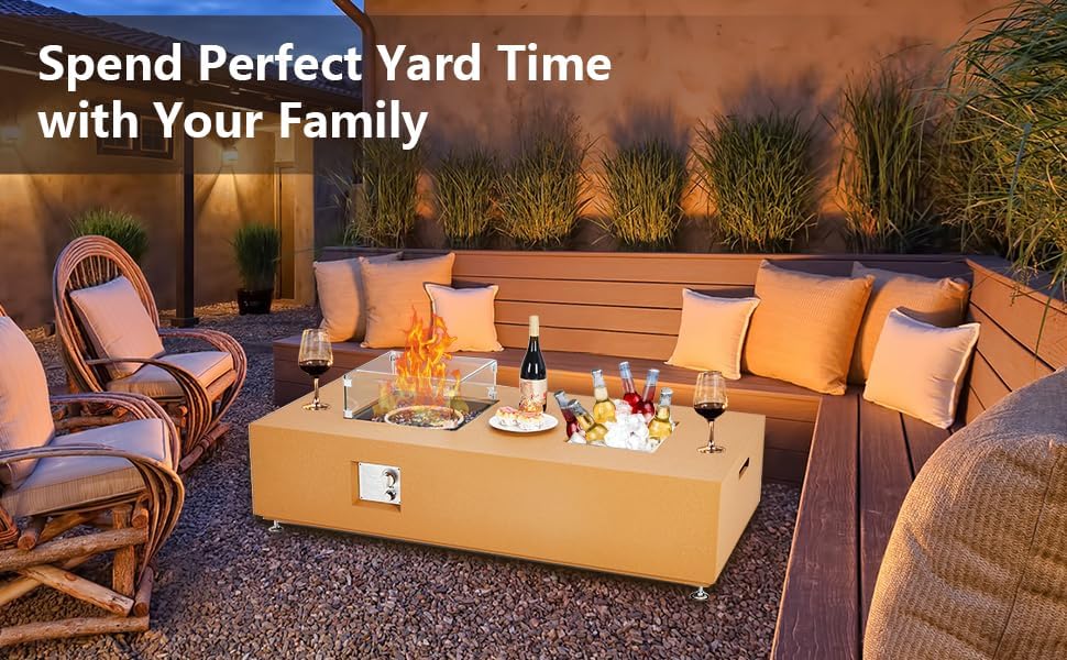 Outdoor Propane Fire Pit Table Rectangular, 56