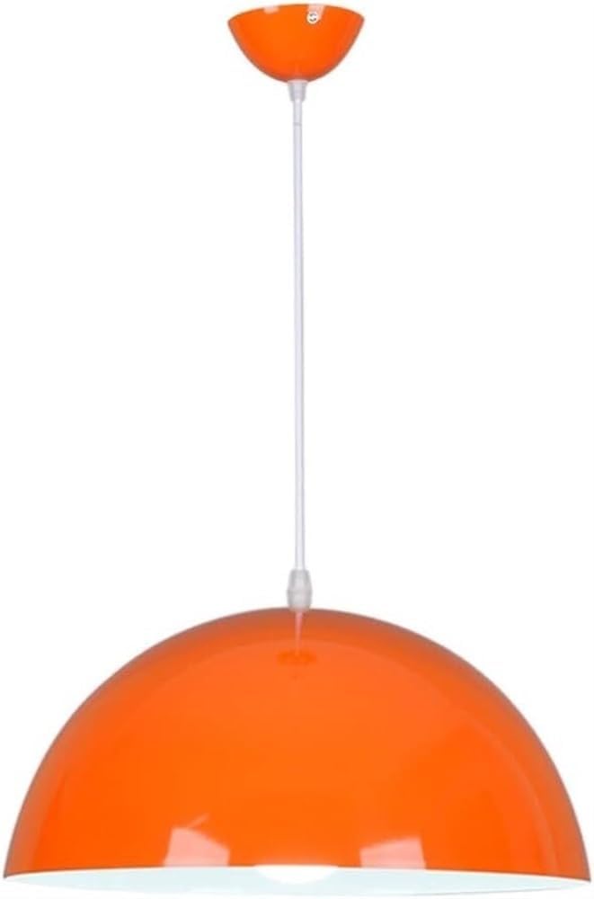 Nordic Modern Colored Metal Pendant Light, Minimalist Chandelier with E27 Base, Simple Hanging Lamp with Lampshade for Living Room and Bedroom(Orange,40 * 20cm)